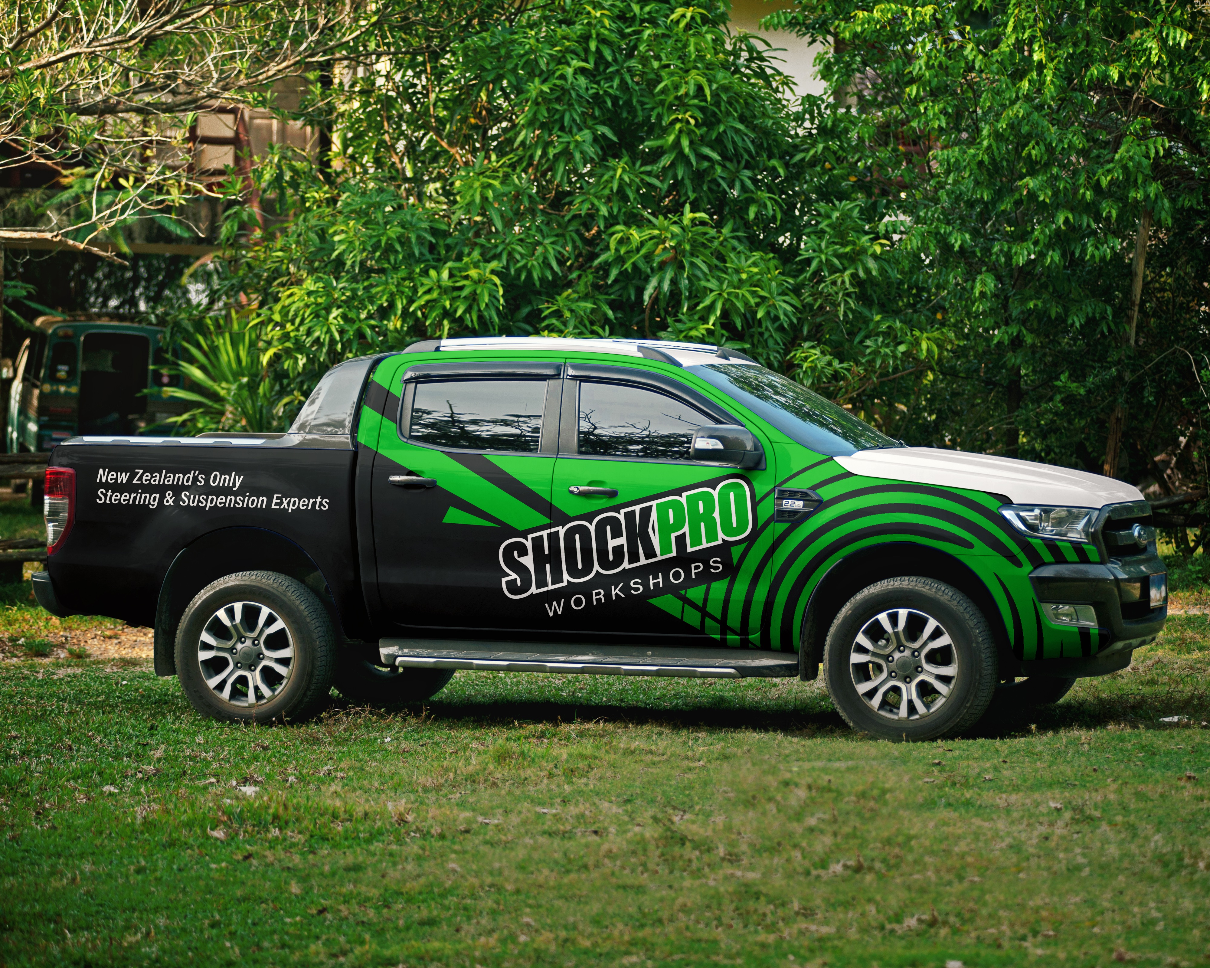ShockPro Workshops automotive branding — graphic design by Liam Robert